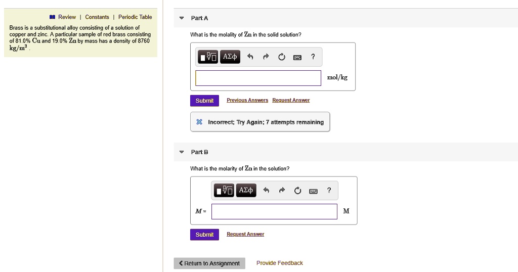 SOLVED Review Constanls Periodic Table PanA Brass substitutional alloy consisting solution of