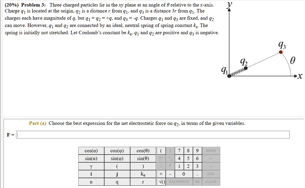 Solved Problem 3 Three Charged Particles Lie In The Xy Plane At An