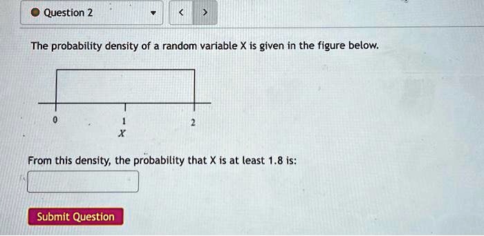 SOLVED: Question 2 The probability density of a random variable X is ...