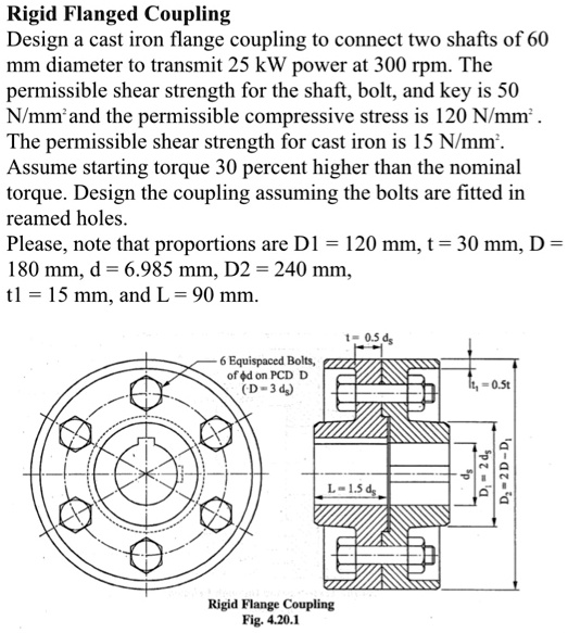 SOLVED Rigid Flanged Coupling Design a cast iron flange coupling to