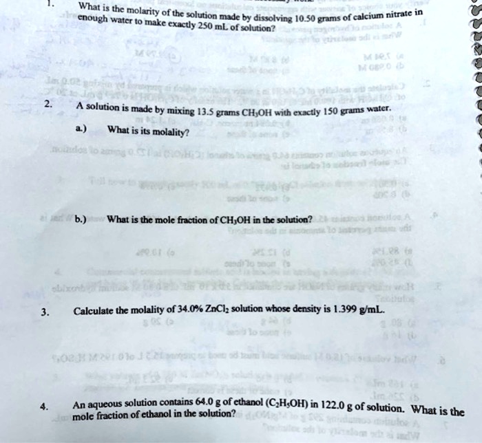 SOLVED: What is the molarity of the = solution made by dissolving I0.S0 ...