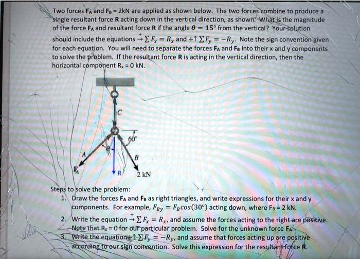 two forces fa and fs2kn are applied as shown belowthe two forces ...