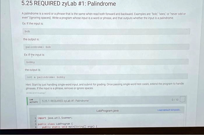 SOLVED: A palindrome is a word or phrase that is the same when read ...