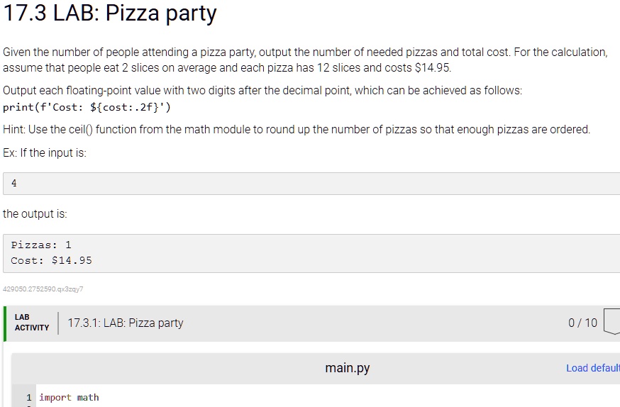 thumbs up to whoever can help in python 173 labpizza party given the ...