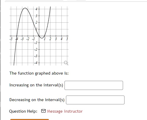 SOLVED: The function graphed above is: Increasing on the interval(s ...