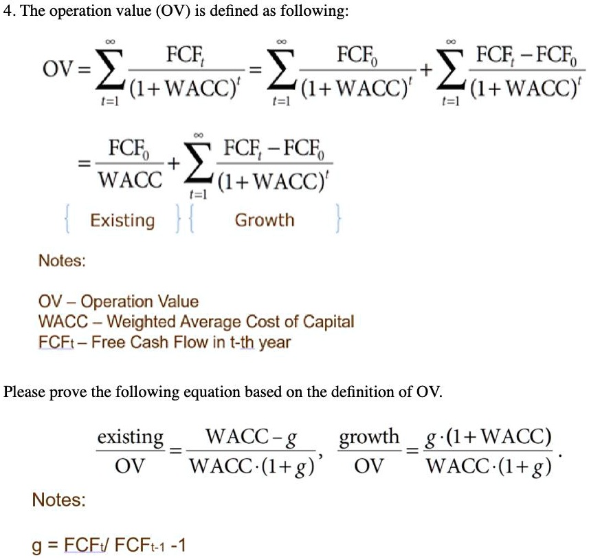 SOLVED: The operation value (OV) is defined as follows: Please prove ...