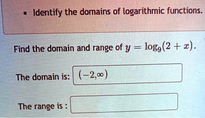 SOLVED: Identify The Domains Of Logarithmic Functions. Find The Domain ...