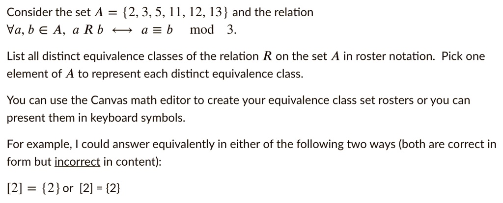 SOLVED:Consider The Set A {2,3,5,11,12, 13} And The Relation Va, B EA ...