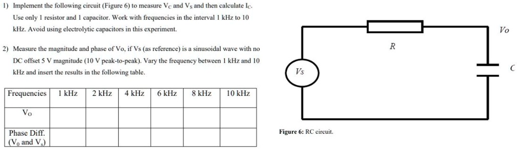 1) Implement the following circuit (Figure 6) to measure VC...