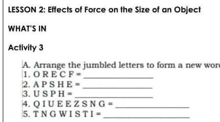 VIDEO solution: Activity 3 HELPPPP PLEASE LESSON 2: Effects of Force on ...