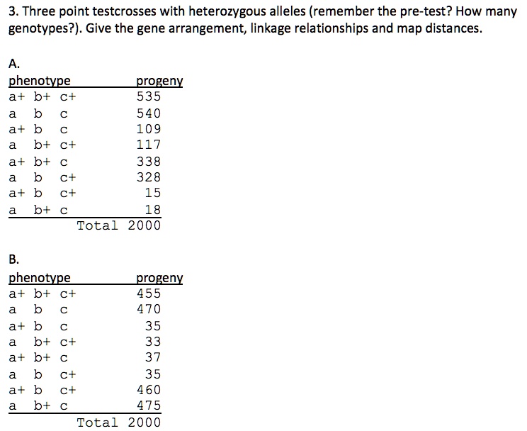 SOLVED 3. Three point testcrosses with heterozygous alleles (remember