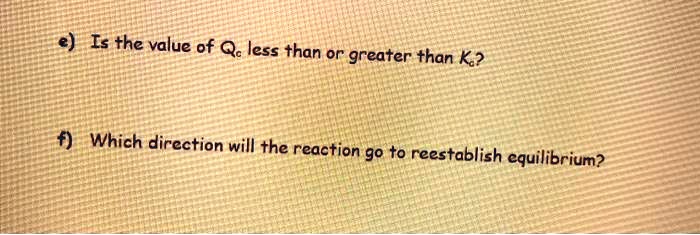 SOLVED: Is The Value Of Q Less Than Or Greater Than K? Which Direction ...