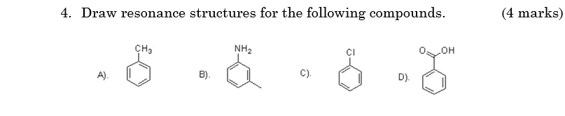 Solved Draw Resonance Structures For The Following Compounds Marks Ch Nhz Oh 0386