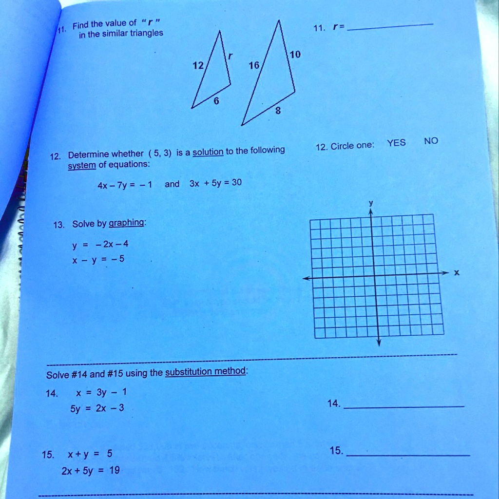 Solved Can Someone Please Help Me Solve These Math Problems Please That Would Be Great Thank U Find The Value Of R In The Similar Triangles 11 R 10 12 16 12