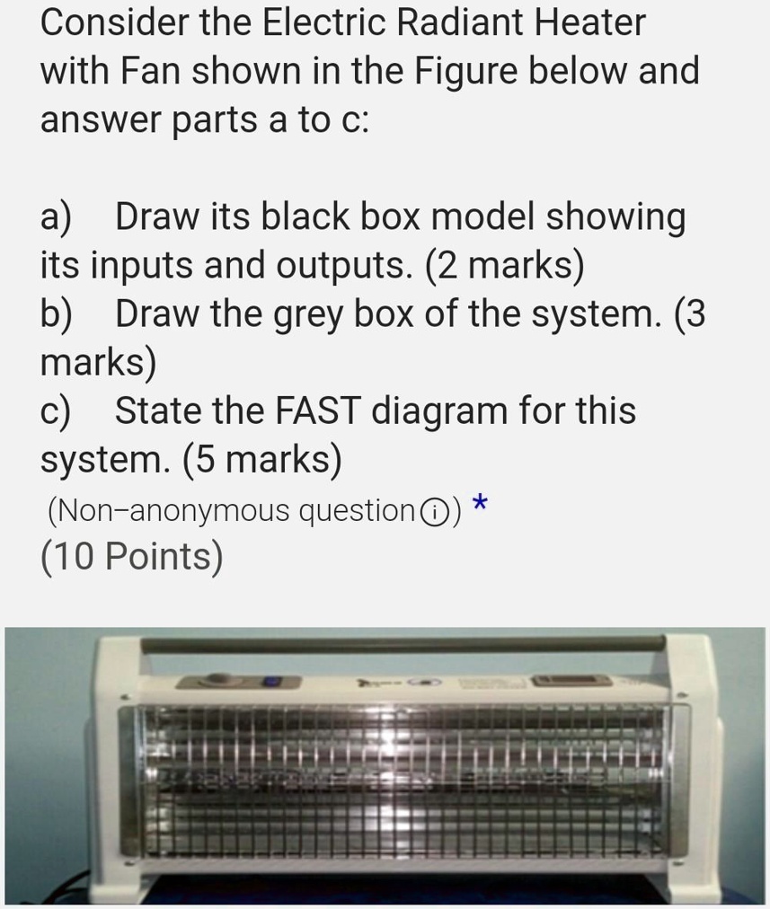 SOLVED Consider the Electric Radiant Heater with Fan shown in the