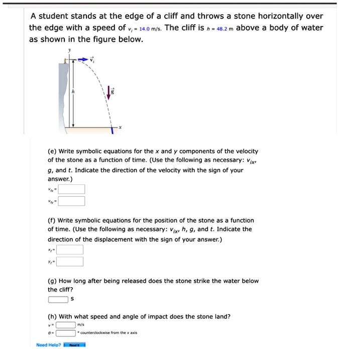 SOLVED A student stands at the edge of a cliff and throws a stone
