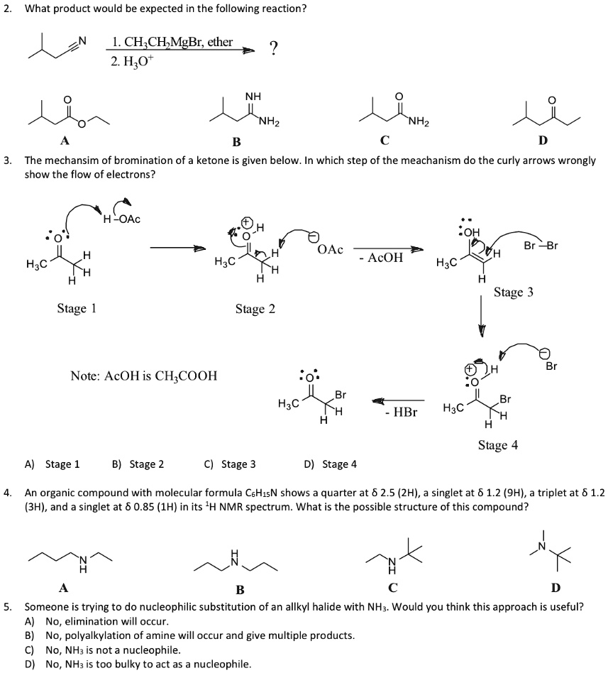 SOLVED:What product would be expected in the following reaction? 1.CH ...