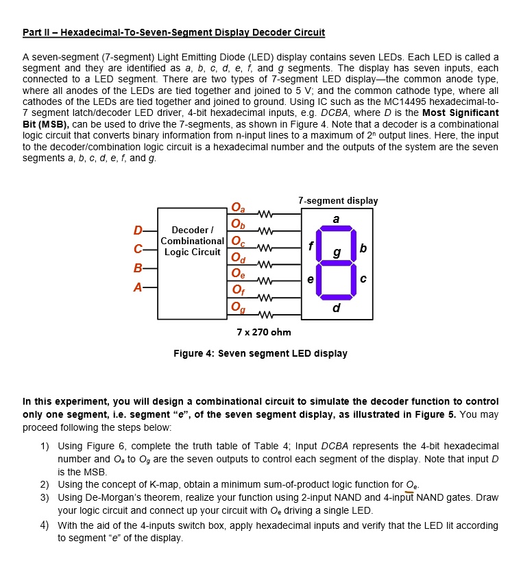 SOLVED: Part II - Hexadecimal To-Seven-Segment Display Decoder Circuit ...