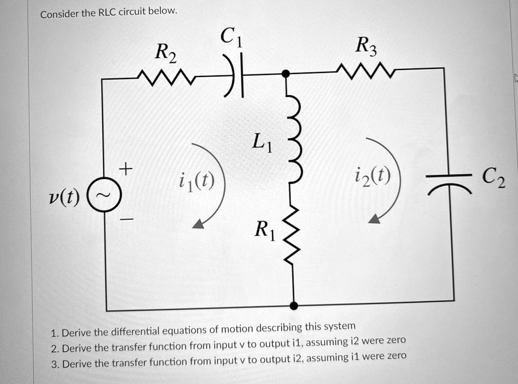 SOLVED: Consider the RLC circuit below. Derive the differential ...