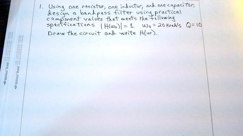 SOLVED Using one resistor, one inductor, and one capacitor, design a