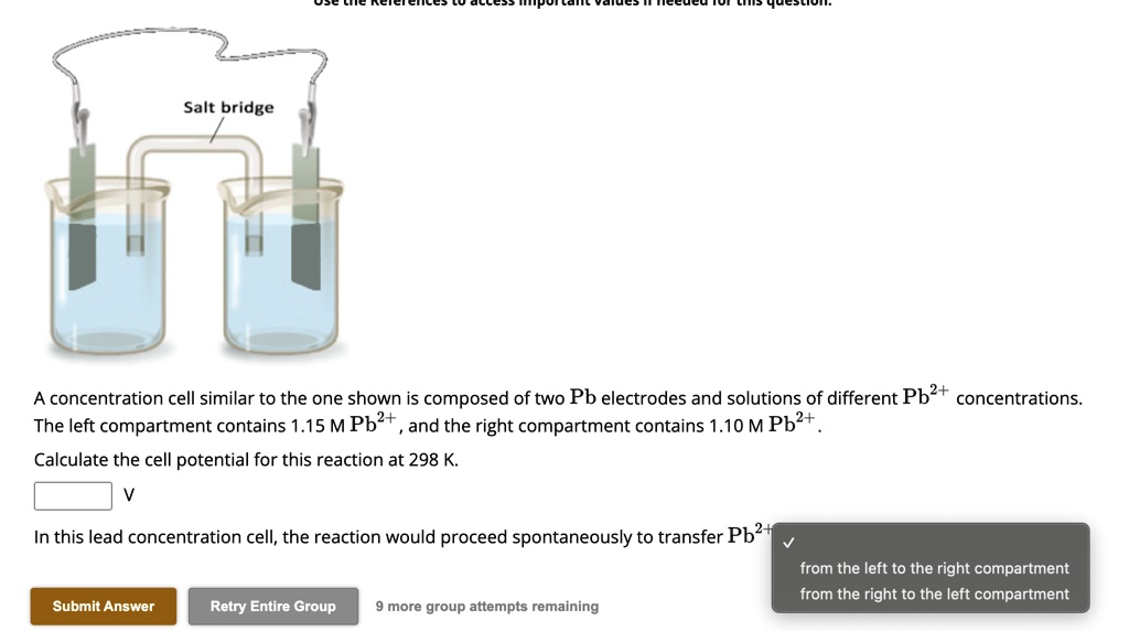 a concentration cell similar to the one shown is composed of two pb ...