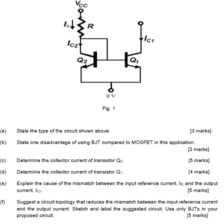 Vcc R c2 Q1 Q2 OV Fig. 1 C1 (a) State the type of the circuit shown ...