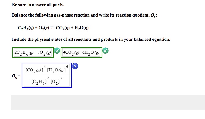 Solved Be Sure To Answer All Parts Balance The Following Gas Phase