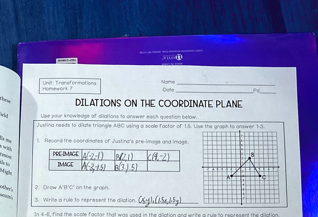 Dilation On The Coordinate Plane Worksheet Answer Key