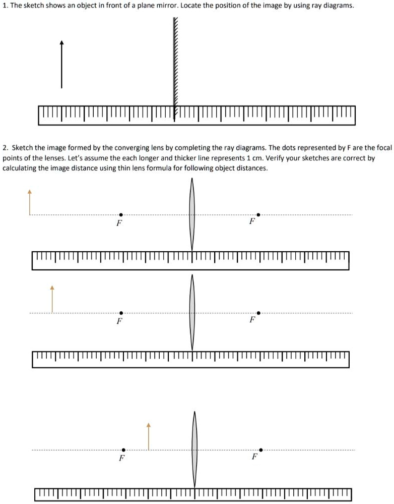 SOLVED: 1. The sketch shows an object in front of plane mirror. Locate ...