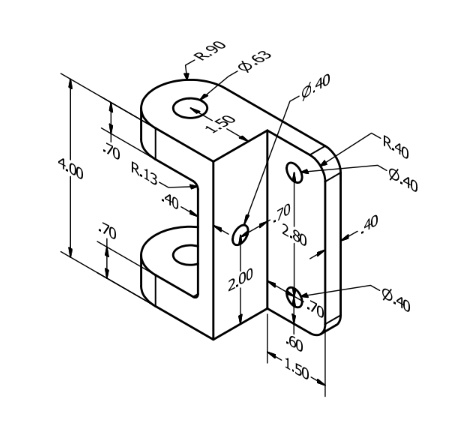 SOLVED: Draw an Orthographic projection with centerlines, hidden lines ...