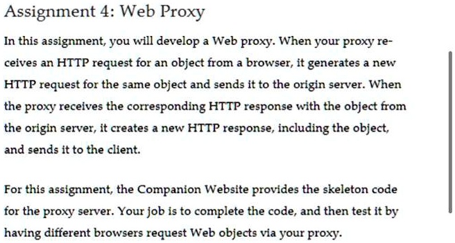 SOLVED: Assignment 4: Web Proxy In this assignment, you will develop a ...