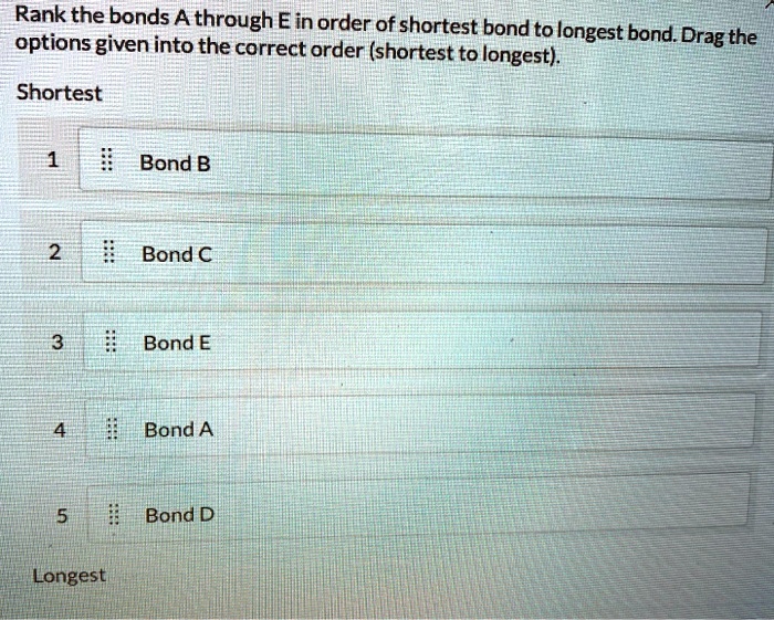 SOLVED: Rank Thebonds A Through Ein Order Of Shortest Bond To Longest ...