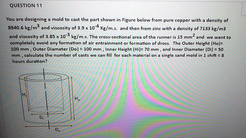 SOLVED: QUESTION11 You are designing a mold to cast the part shown in ...