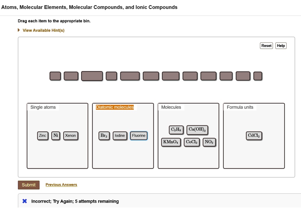 Single Atoms Diatomic Molecules Molecules Formula Units