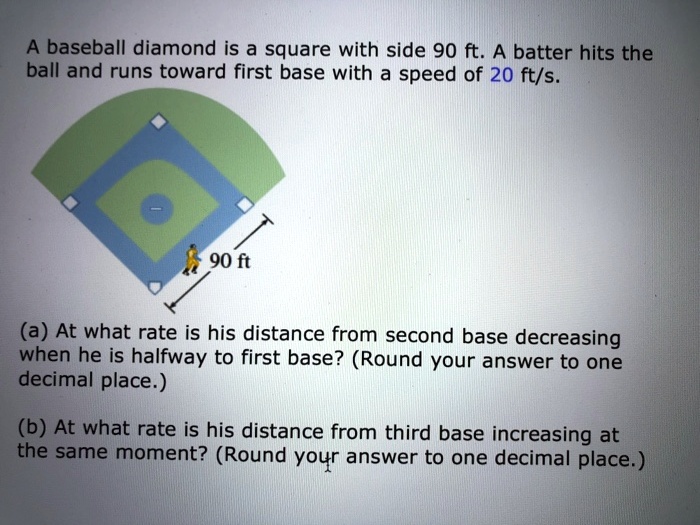 SOLVED A baseball diamond is a square with side 90 ft. A batter hits