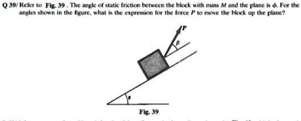 SOLVED: Q39/Refer To Fig. 39. The Angle Of Static Friction Between The ...