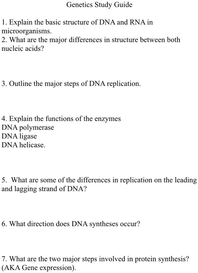 genetics study guide explain the basic structure of dna and rna in ...