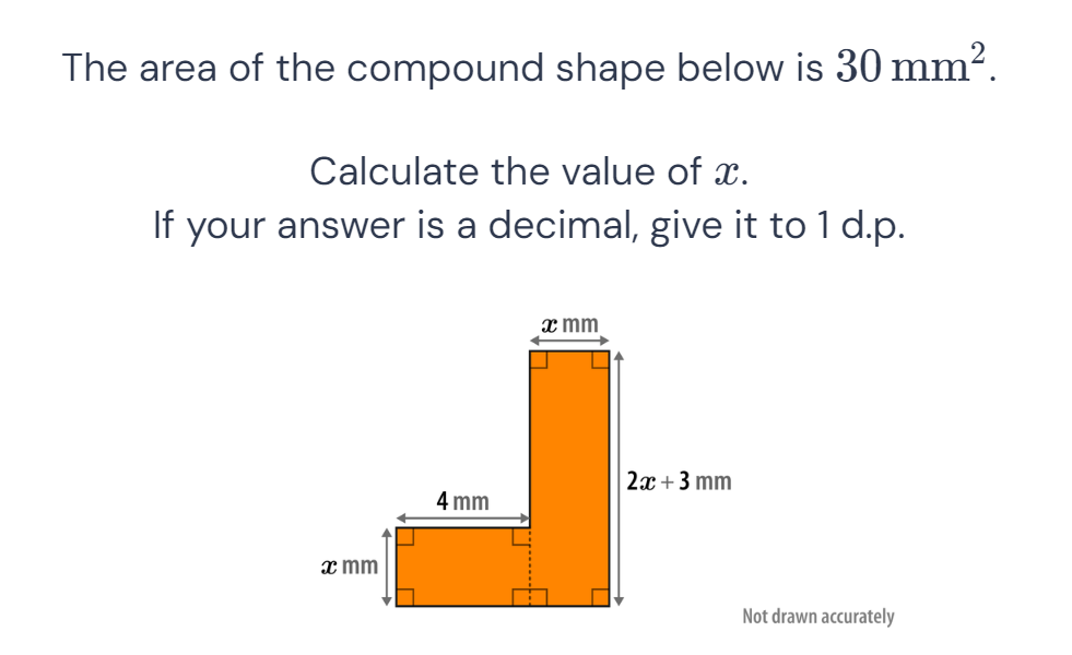 Solved: The Area Of The Compound Shape Below Is 30 Mm^2. Calculate The 