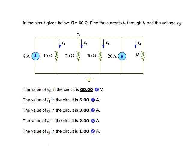 SOLVED: In the circuit given below, R =60 . Find the currents ...