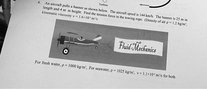 Turbine 6. An aircraft pulls a banner as shown below. The aircraft ...