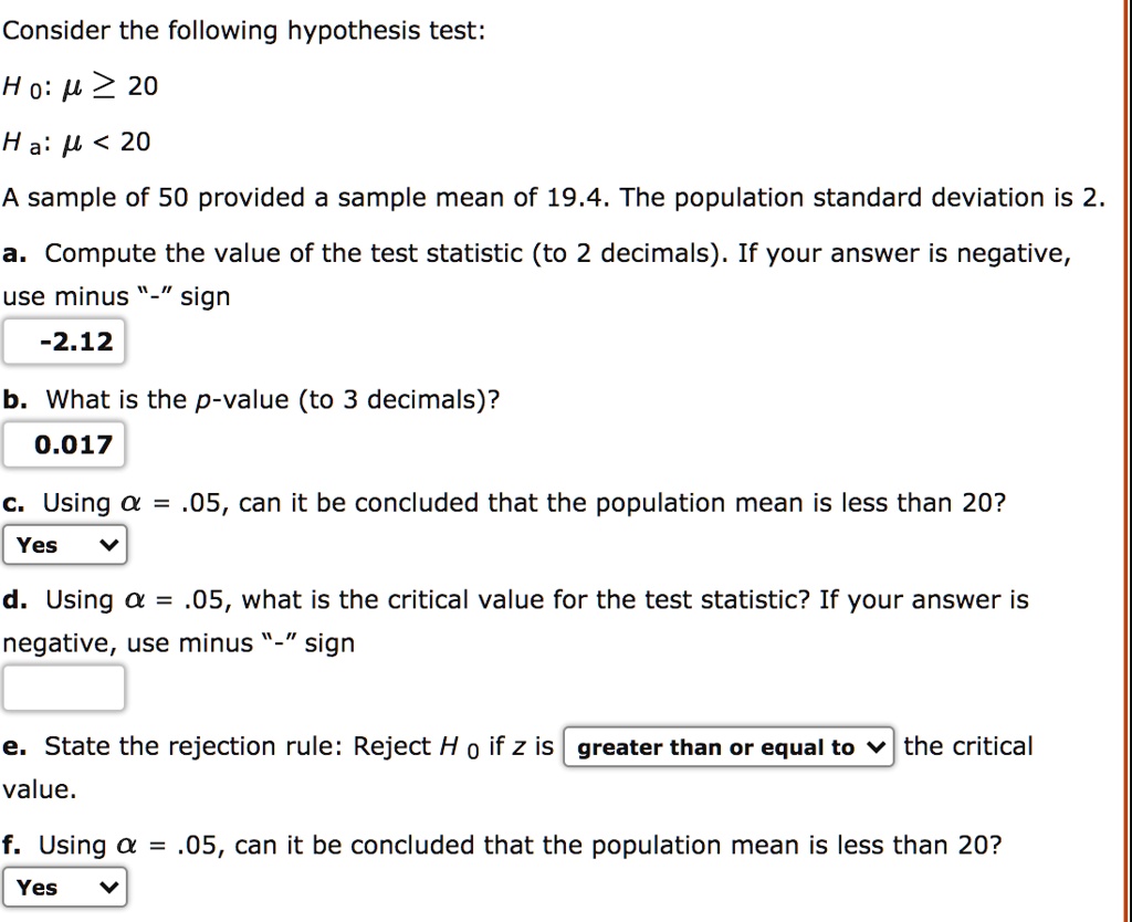 SOLVED: Consider The Following Hypothesis Test: H 0: P > 20 H A: P