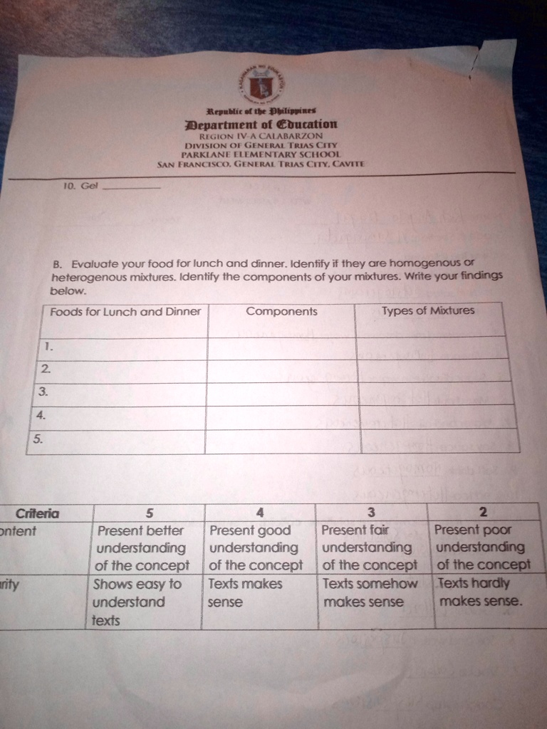 SOLVED: 'B. Evaluate your food for lunch and dinner identify if they ...