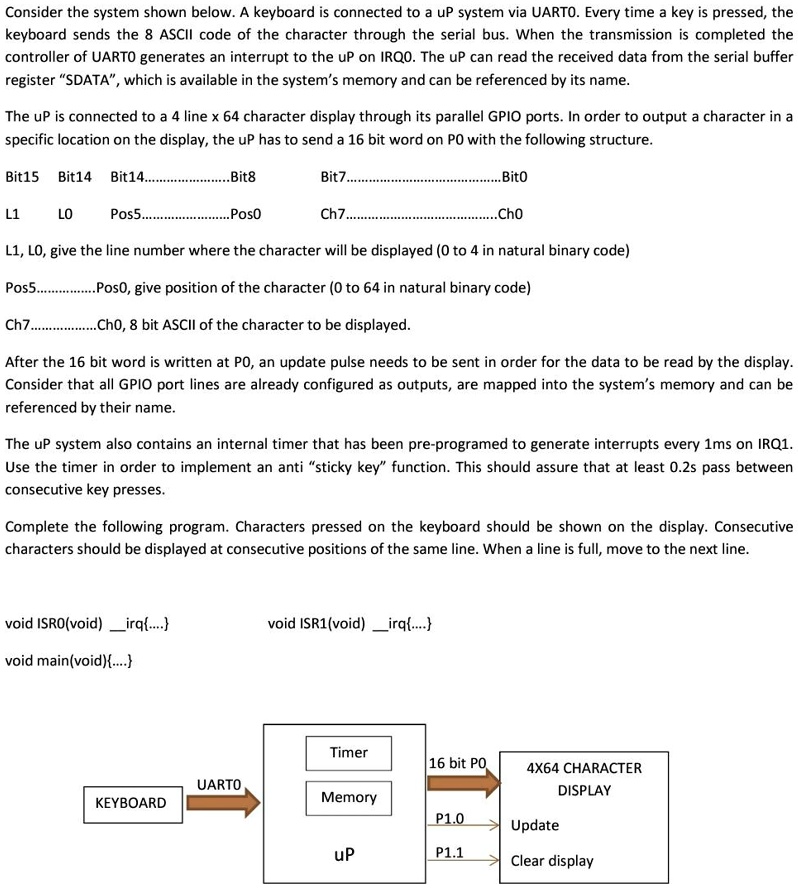 Consider the system shown below. A keyboard is connected to a up system ...