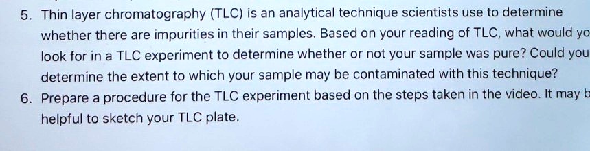 Tlc Inspection Examples 5. Thin layer chromatography (TLC) is an analytical technique ...