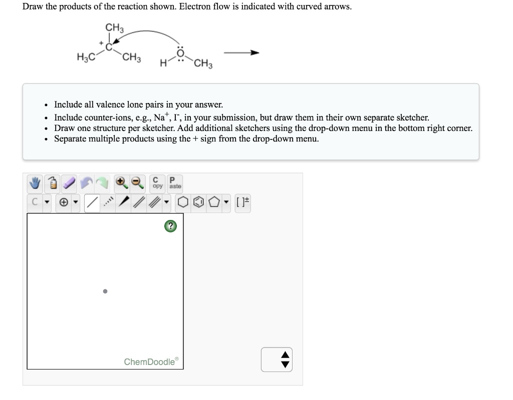 solved-draw-the-products-of-the-reaction-shown-electron-flow-is