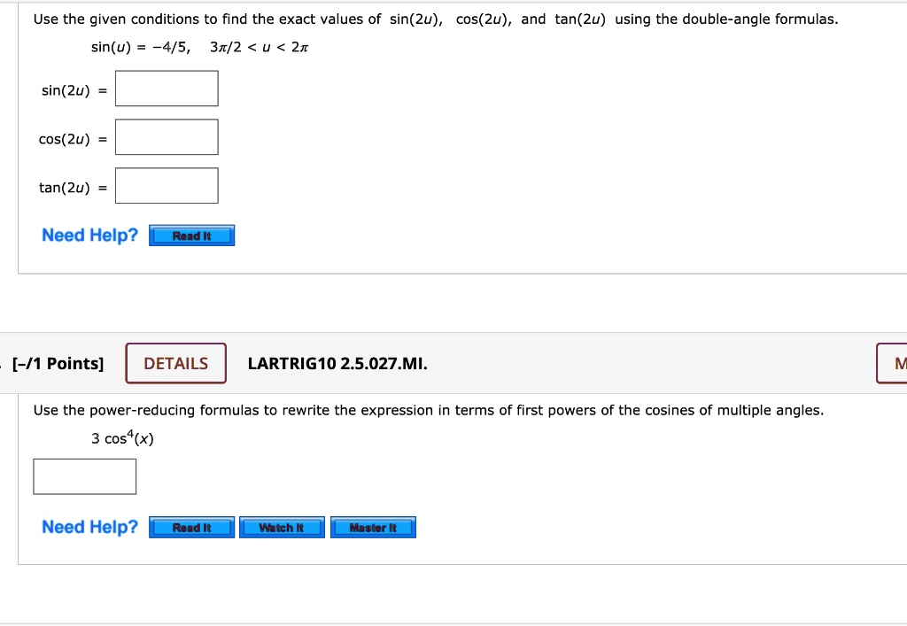 solved-use-the-given-conditions-to-find-the-exact-values-of-sin-2u