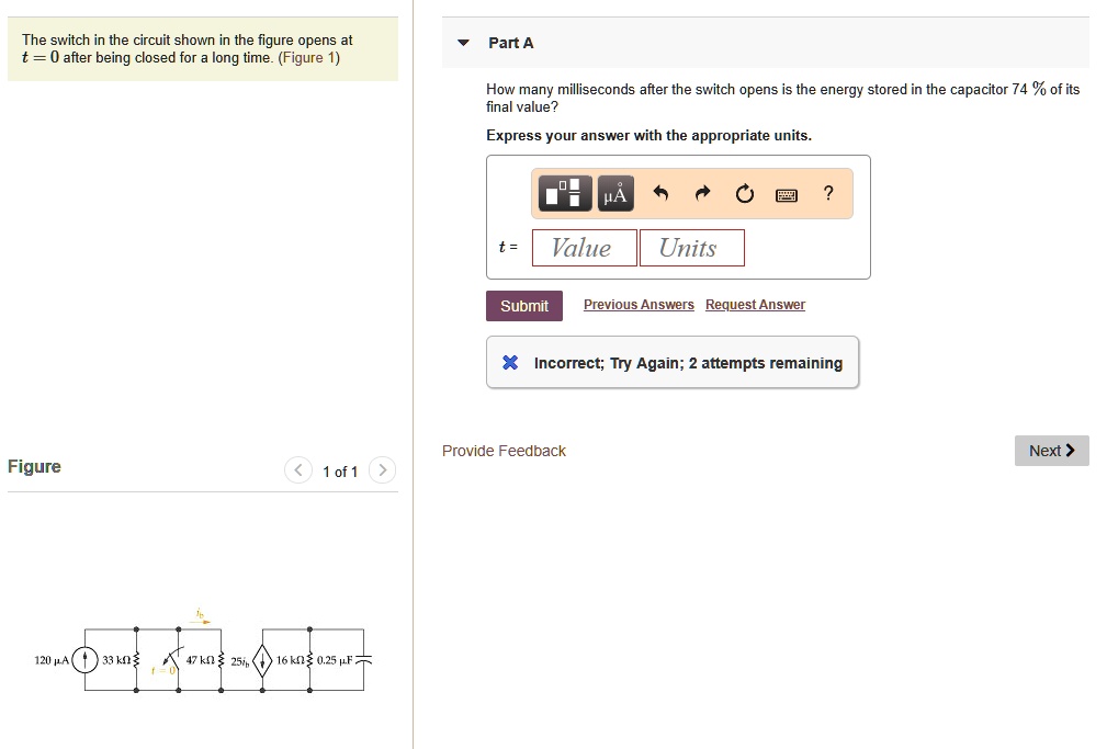 The switch in the circuit shown in the figure opens at t = 0 after ...
