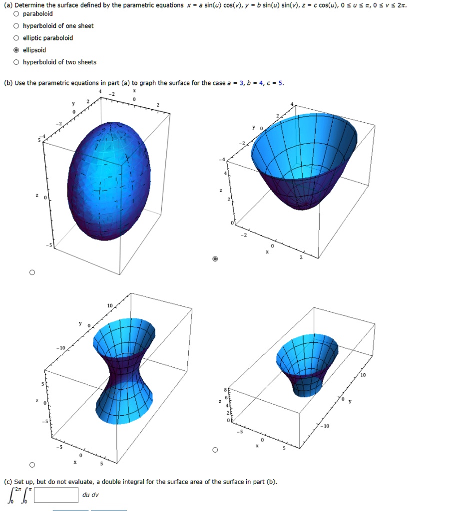 Solved A Determine The Surface Defined By The Parametric Equations