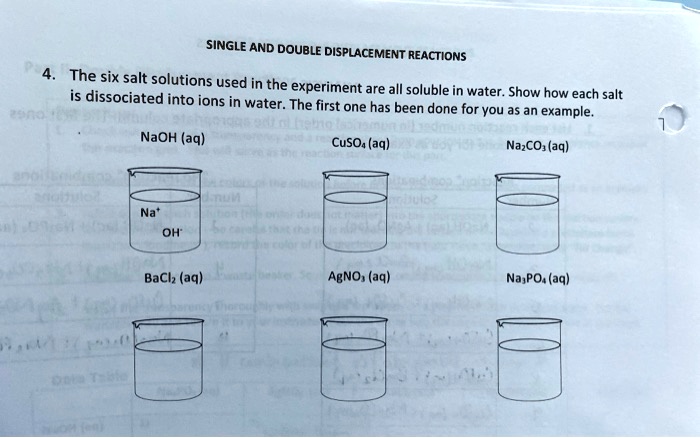 SINGLE AND DOUBLE DISPLACEMENT REACTIONS The six salt solutions used in ...