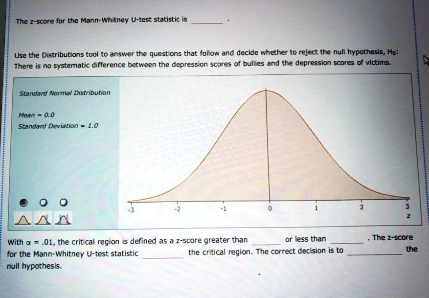 the z score for the mann whitney u test statistic is use the ...